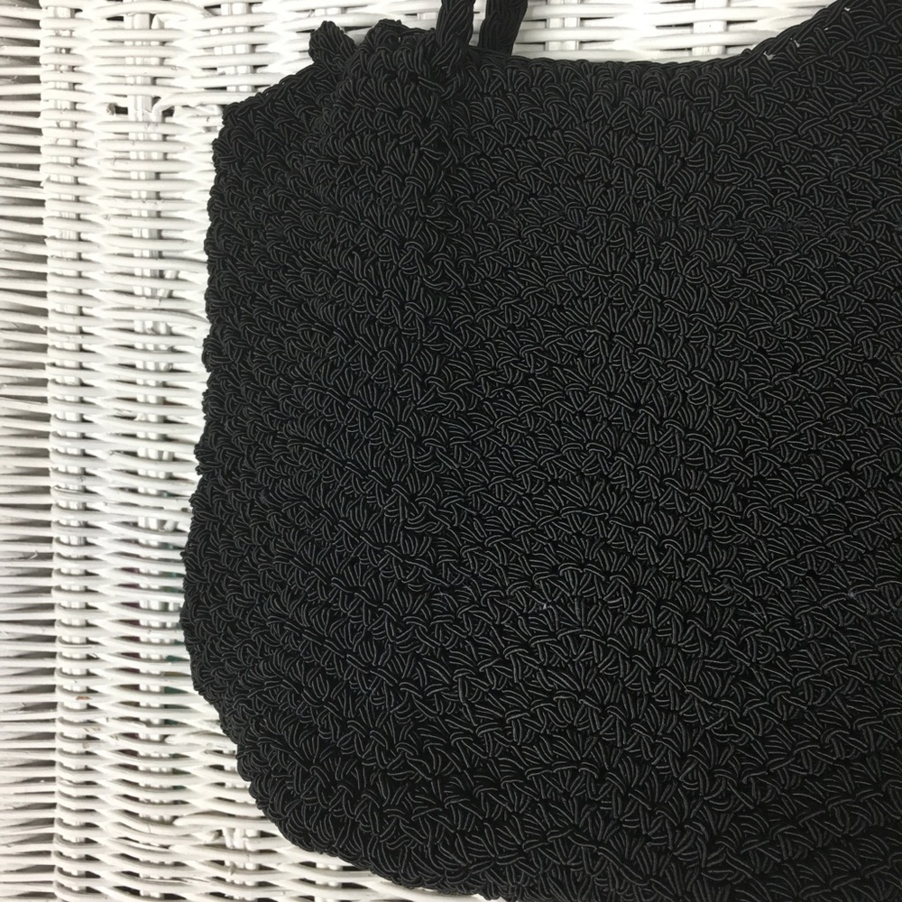 Express 90’s Black Crochet /Macrame Drawstring Bag
